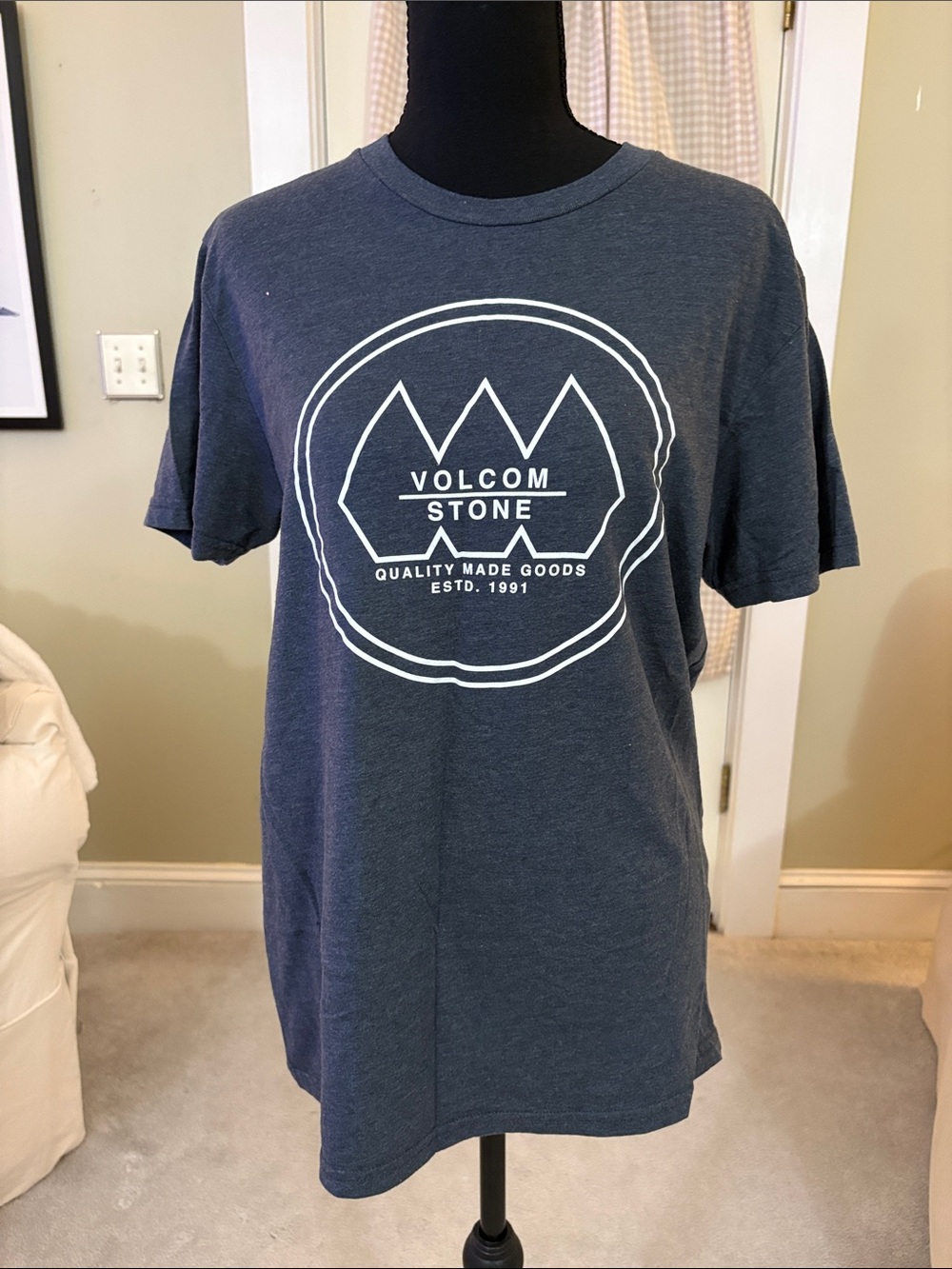Volcom Navy Blue Graphic Stone Logo Tee